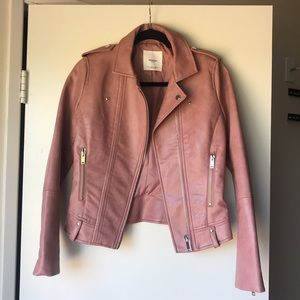 blush pink mango leather jacket